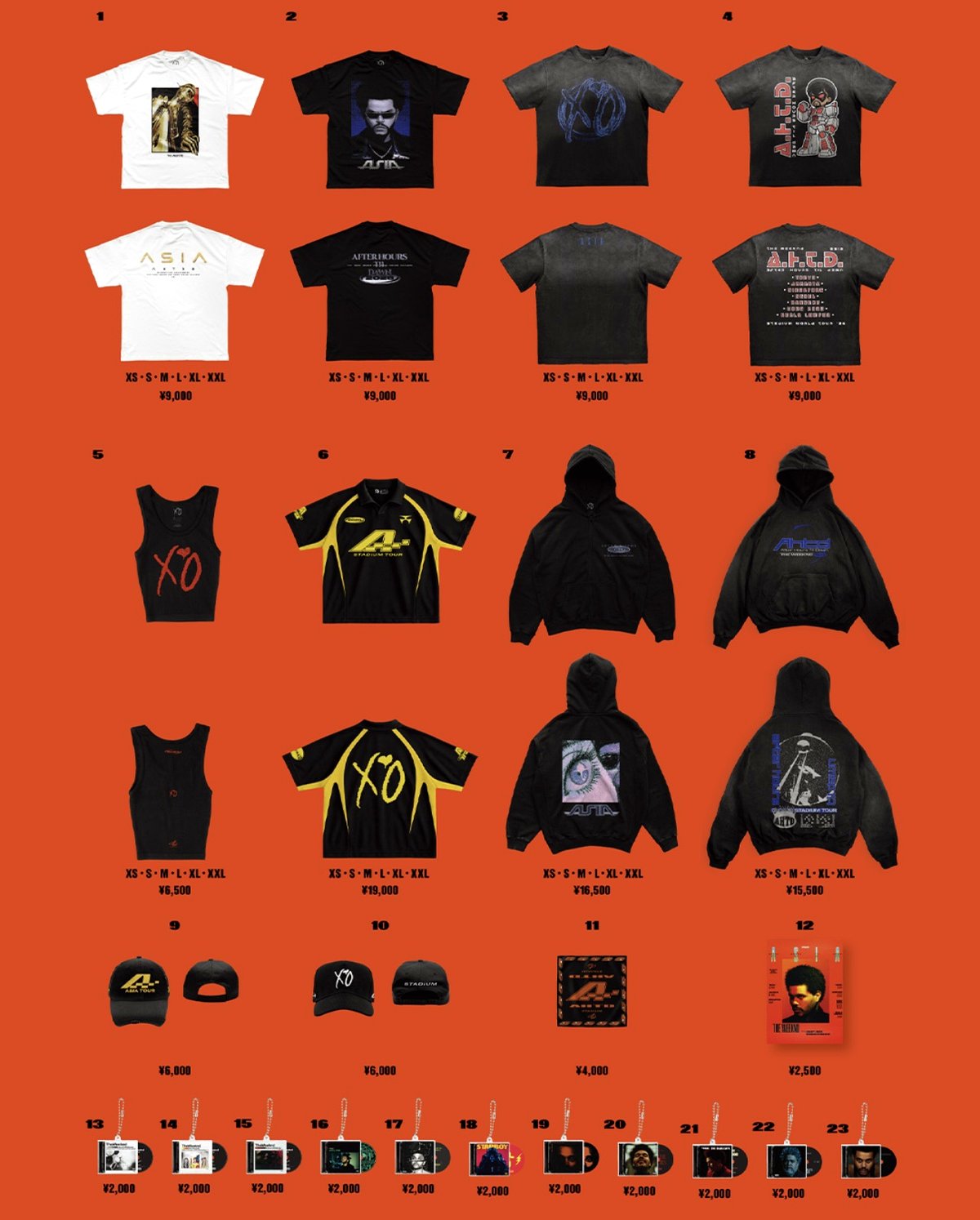 The Weekndグッズの価格表一覧