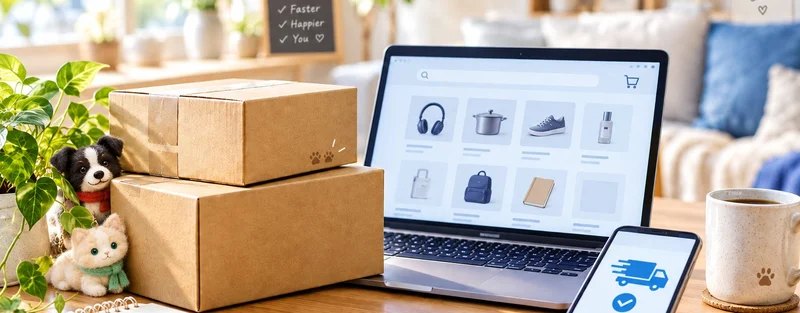 Amazonでの買い物と配送のイメージ
