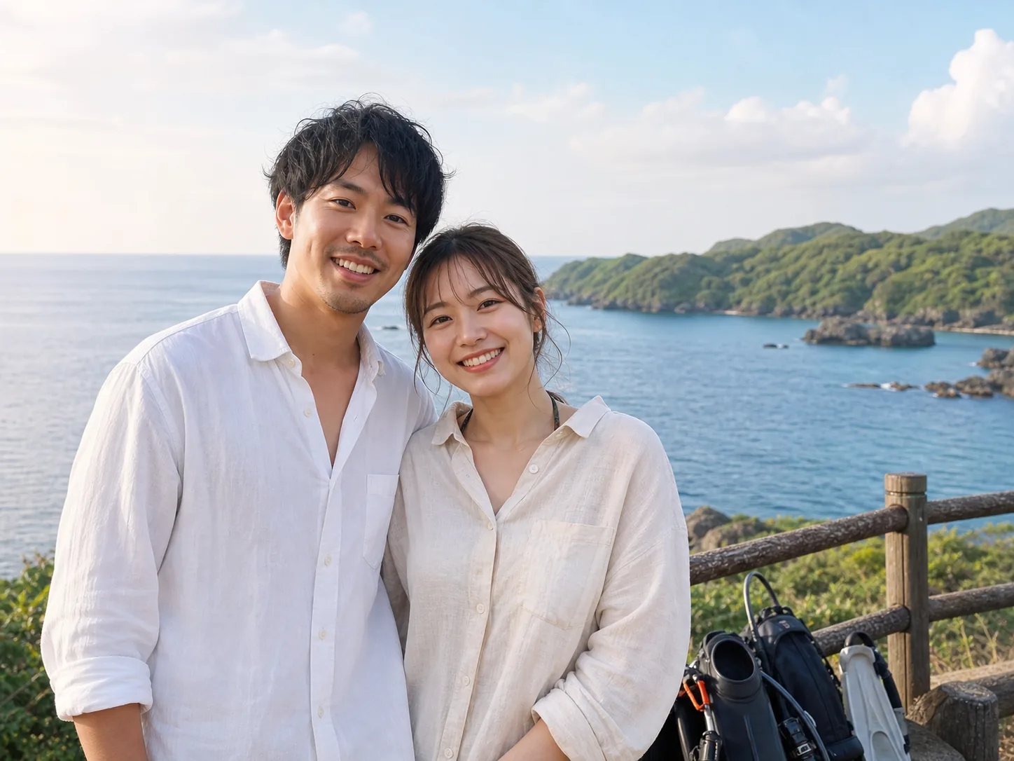 沖縄の海辺に立つちょっぴーとろっぐ