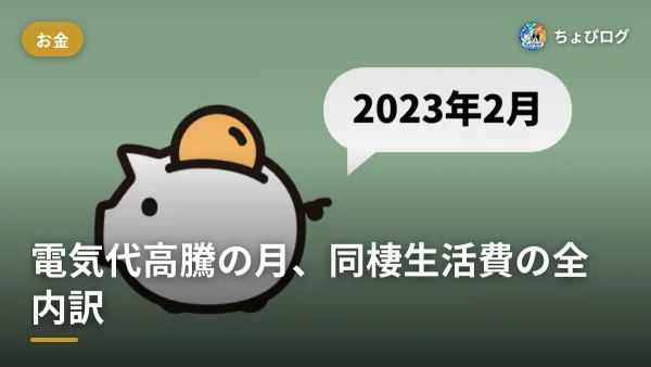 【家計簿公開】電気代高騰の2023年2月、20代後半の同棲生活費っていくらかかった？のサムネイル