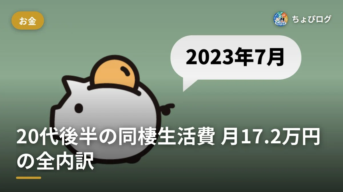 20代後半の同棲、生活費は月いくら？172,000円の内訳を全部公開（2023年7月の家計簿）