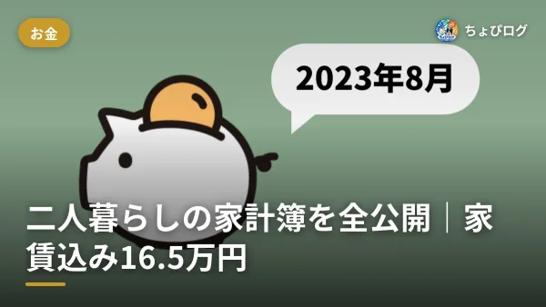 二人暮らしの家計簿を公開｜2023年8月は家賃込み16万5千円でしたのサムネイル