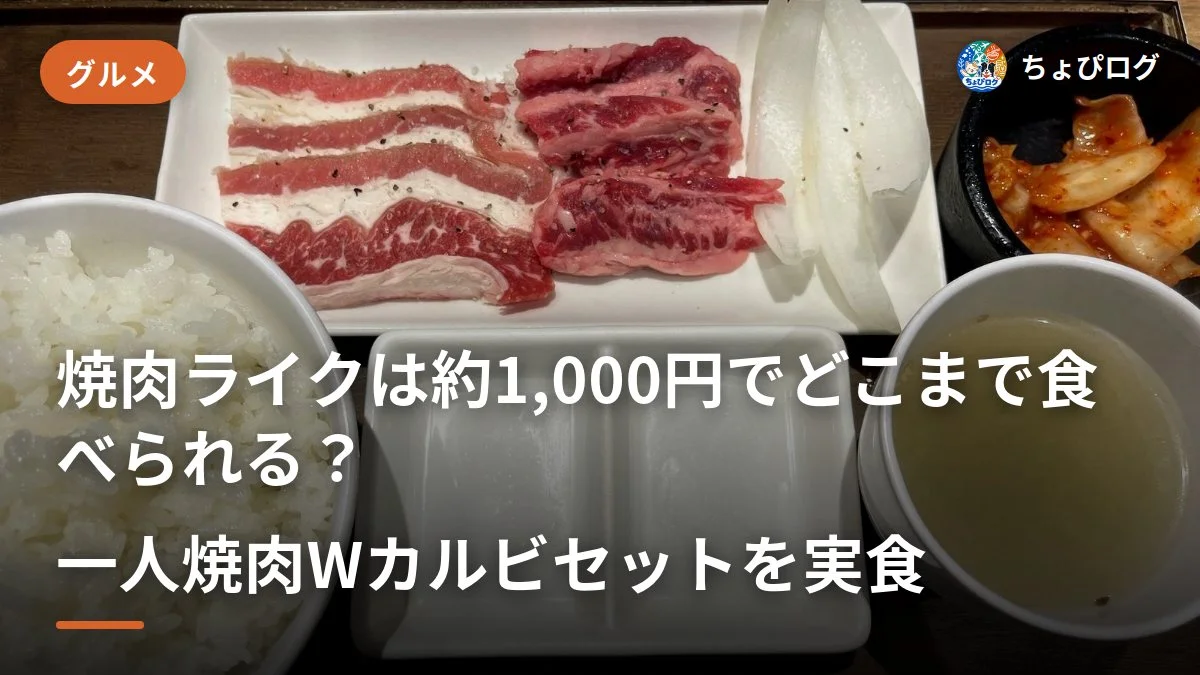 焼肉ライクは約1,000円でどこまで食べられる？一人焼肉でWカルビセットを実食！コスパがすごかったのサムネイル