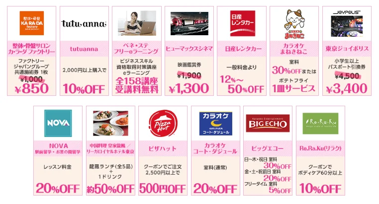 楽天ピンクカードの優待特典